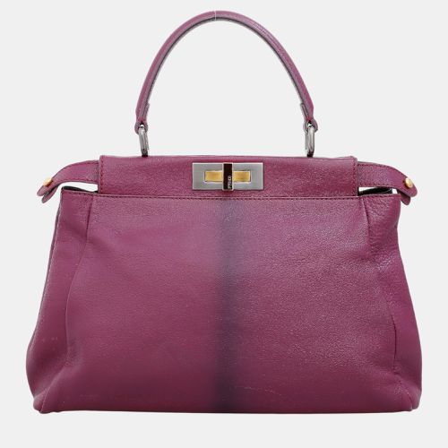 Fendi Purple Leather Regular Peekaboo Bag - Fendi - Modalova