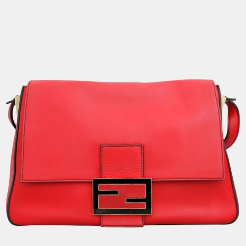 Fendi Red Leather Mamma Baguette Flap Shoulder Bag - Fendi - Modalova