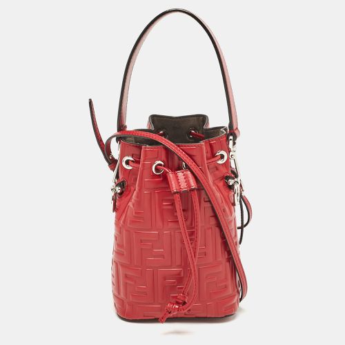 Fendi Red Zucca Leather Mini Mon Tresor Drawstring Bucket Bag - Fendi - Modalova