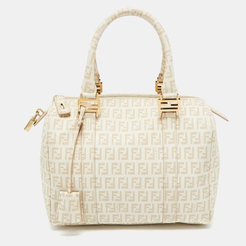 Fendi Beige Zucchino Coated Canvas and Leather Forever Bauletto Boston Bag - Fendi - Modalova