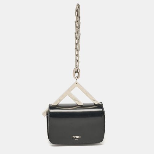 Fendi Black Leather Nano F Chain Clutch - Fendi - Modalova