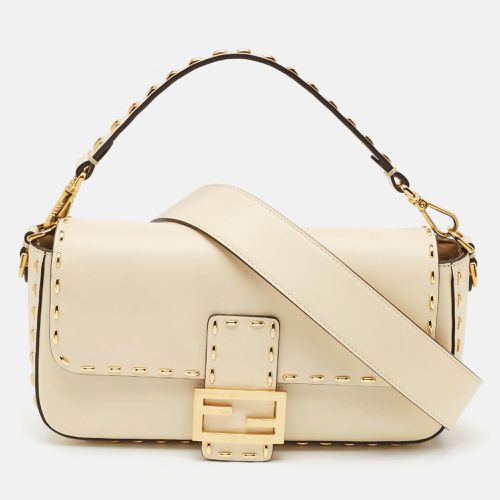 Fendi Beige Leather Metal Stitch Baguette Bag - Fendi - Modalova