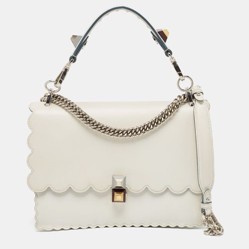 Fendi Off White Scalloped Leather Medium Kan I Shoulder Bag - Fendi - Modalova