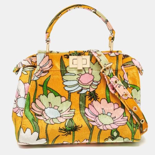 Fendi Multicolor Velvet Mini Floral Peekaboo Top Handle Bag - Fendi - Modalova