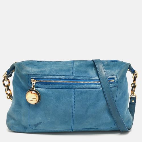 Fendi Blue Shimmer Nubuck Leather Charm Crossbody Bag - Fendi - Modalova