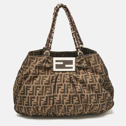 Fendi Tobacco Zucca Canvas and Patent Leather Large Mia Shoulder Bag - Fendi - Modalova