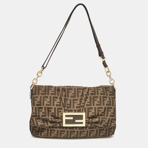 Fendi Tobacco Zucca Canvas and Patent Leather Mia Flap Shoulder Bag - Fendi - Modalova