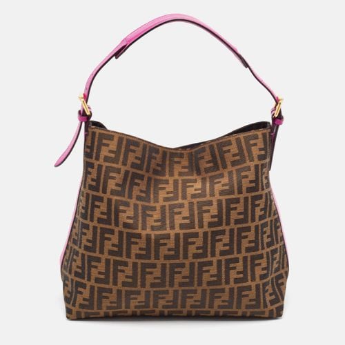 Fendi Tobacco/Pink Zucca Canvas and Leather Piccola Hobo - Fendi - Modalova