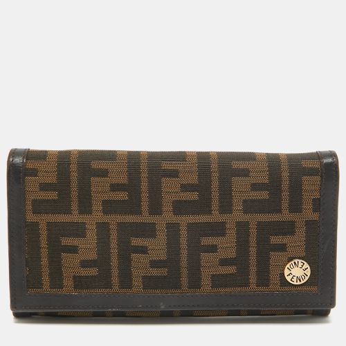 Fendi Tobacco Zucca Canvas and Leather Flap Continental Wallet - Fendi - Modalova