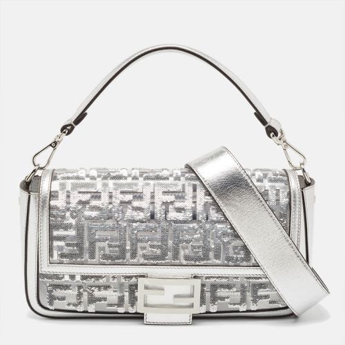 Fendi Silver Zucca Leather, PVC and Sequins Baguette Bag - Fendi - Modalova