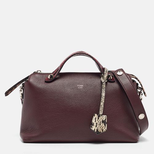 Fendi Burgundy Snakeskin and Leather Medium By The Way Shoulder Bag - Fendi - Modalova