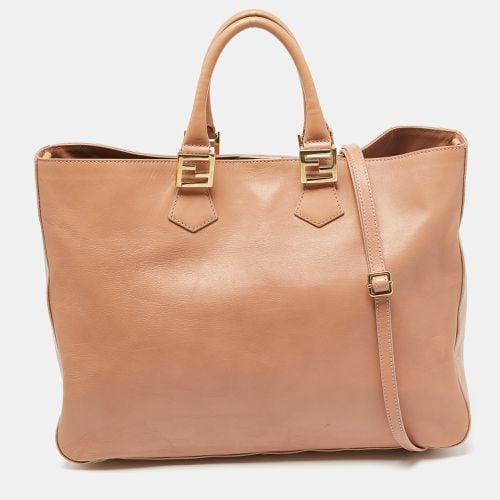 Fendi Peach Leather Twins Shopper Tote - Fendi - Modalova