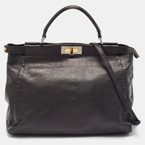 Fendi Black Leather Large Peekaboo Top Handle Bag - Fendi - Modalova