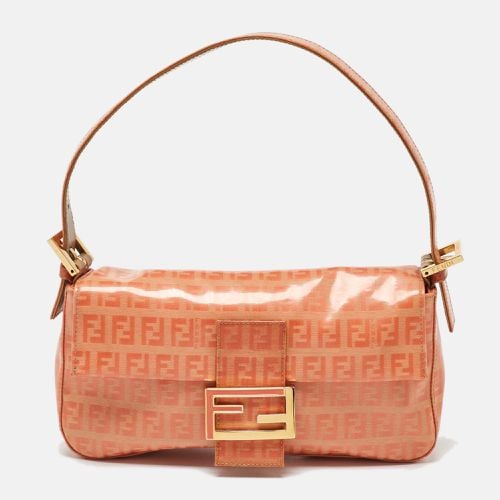 Fendi Orange Zucchino Coated Canvas and Leather Baguette Bag - Fendi - Modalova