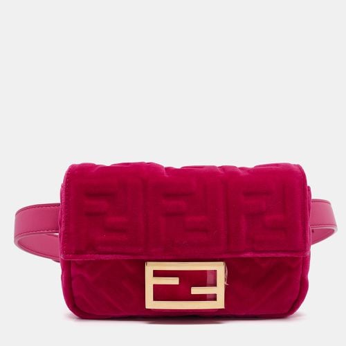 Fendi Pink Zucca Velvet and Leather Mini Baguette Belt Bag - Fendi - Modalova