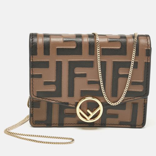 Fendi Brown FF Leather Wallet On Chain - Fendi - Modalova