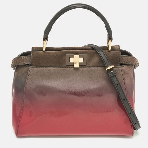 Fendi Ombre Grey/Pink Patent Leather and Suede Mini Peekaboo Top Handle Bag - Fendi - Modalova