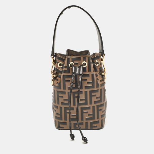 Fendi Brown/Black Zucca Leather Mini Mon Tresor Drawstring Bucket Bag - Fendi - Modalova