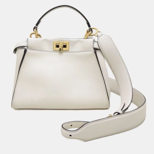 Fendi Leather Ivory Peekaboo Small Bag - Fendi - Modalova