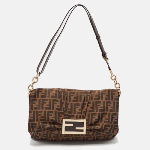 Fendi Tobacco Zucca Canvas and Patent Leather Mia Flap Shoulder Bag - Fendi - Modalova