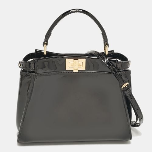 Fendi Black Patent Leather Mini Peekaboo Defender Top Handle Bag - Fendi - Modalova