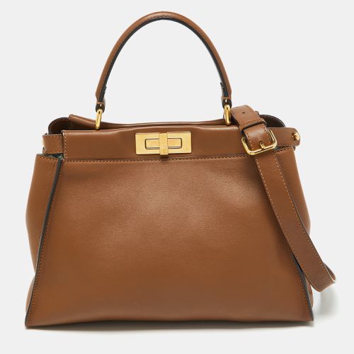 Fendi Brown Leather Medium Peekaboo Top Handle Bag - Fendi - Modalova