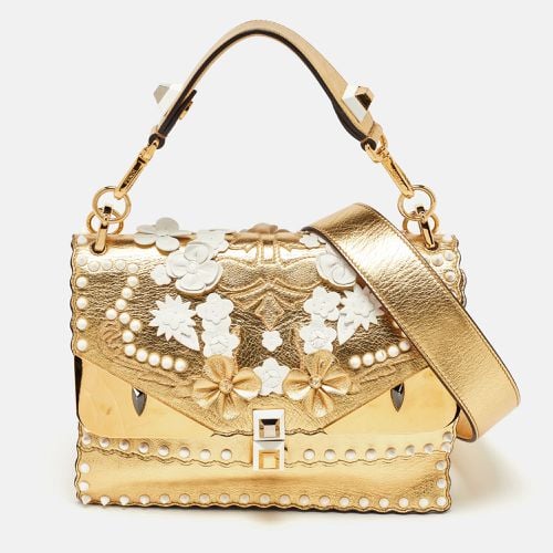 Fendi Gold Leather Floral Studded Wonder Monster Kan I Shoulder Bag - Fendi - Modalova