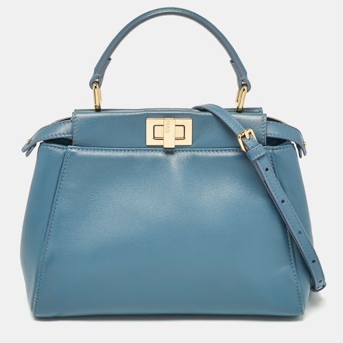 Fendi Blue Leather Mini Peekaboo Top Handle Bag - Fendi - Modalova