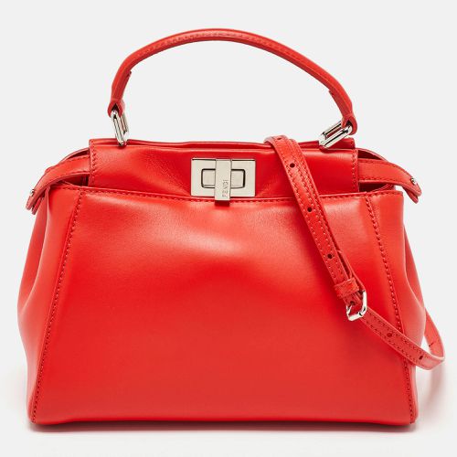 Fendi Orange Leather Mini Peekaboo Top Handle Bag - Fendi - Modalova