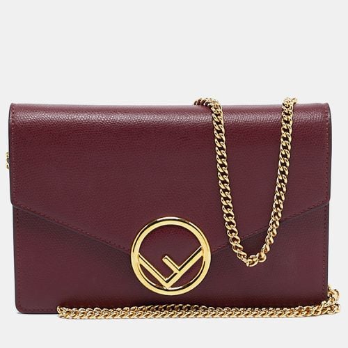 Fendi Burgundy Leather F is Fendi Wallet On Chain - Fendi - Modalova