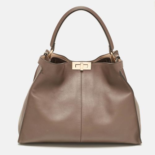 Fendi Brown Leather Large X Lite Peekaboo Top Handle Bag - Fendi - Modalova