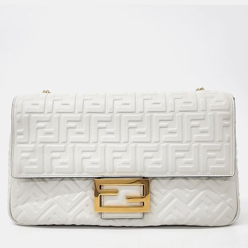 Fendi White Leather Baguette Large Shoulder Bag - Fendi - Modalova