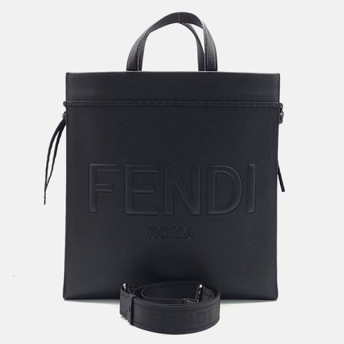 Fendi Black Leather Fendi Logo Tote Bag - Fendi - Modalova