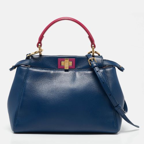 Fendi Blue/Pink Leather Mini Peekaboo Top Handle Bag - Fendi - Modalova