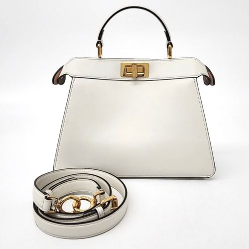 Fendi White Leather Peekaboo I SEE U Small Bag - Fendi - Modalova