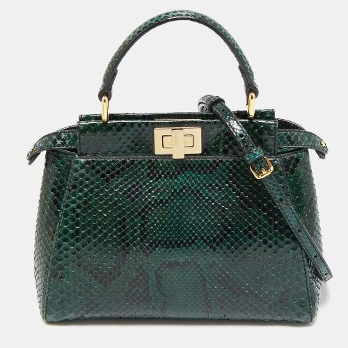 Fendi Green/Black Python Mini Peekaboo Top Handle Bag - Fendi - Modalova