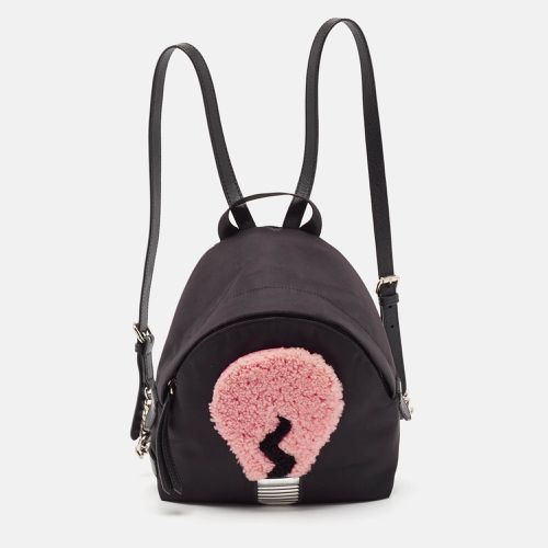 Nylon and Shearling Mini Dolce Lightbulb Backpack - Fendi - Modalova