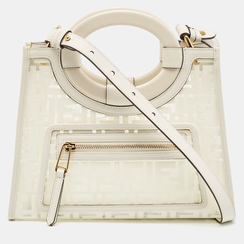 Transparent/Off Zucca PVC and Leather Small Runaway Shopper Tote - Fendi - Modalova