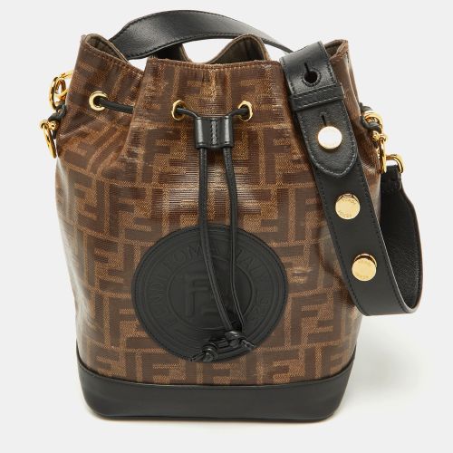 Fendi Tobacco/Black Zucca Coated Canvas and Leather Mon Tresor Grande Bucket Bag - Fendi - Modalova