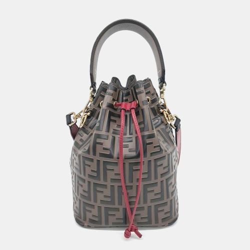 Fendi Black Brown Leather Montresor Bucket Bag - Fendi - Modalova