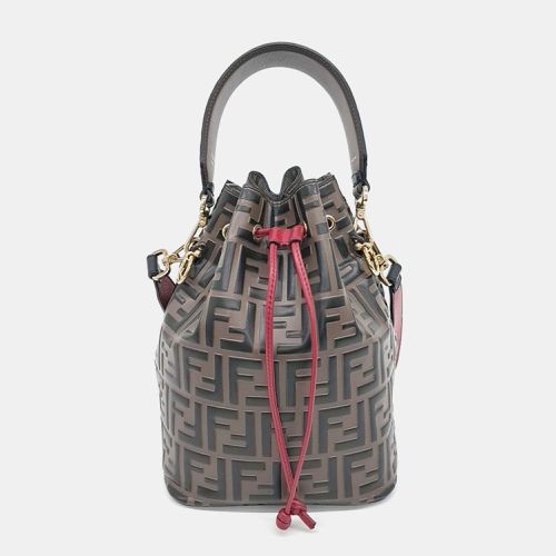 Fendi Black Brown Leather Montresor Bucket Bag + Mini Strap You - Fendi - Modalova