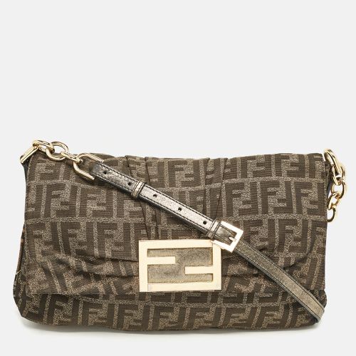 Fendi Brown Zucca Fabric Large Mia Flap Shoulder Bag - Fendi - Modalova