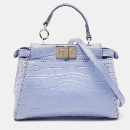 Fendi Light Blue Crocodile Micro Peekaboo Top Handle Bag - Fendi - Modalova