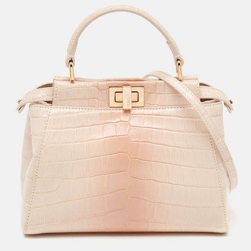 Fendi Shiny Beige Crocodile Mini Peekaboo Top Handle Bag - Fendi - Modalova