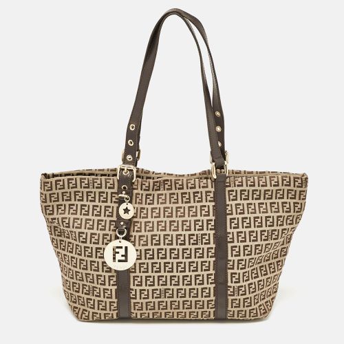 Fendi Dark Brown/Beige Zucchino Canvas Superstar Shopping Tote - Fendi - Modalova