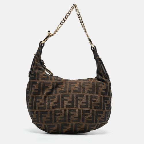 Tobacco Zucca Canvas and Leather Chef Chain Link Hobo - Fendi - Modalova