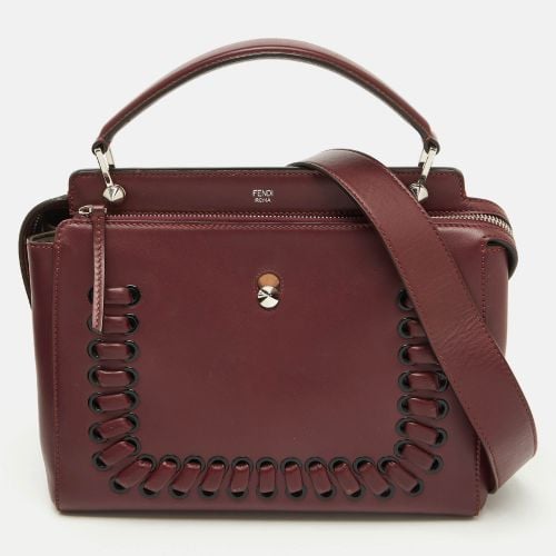 Fendi Burgundy Leather Whipstitch Dotcom Top Handle Bag - Fendi - Modalova