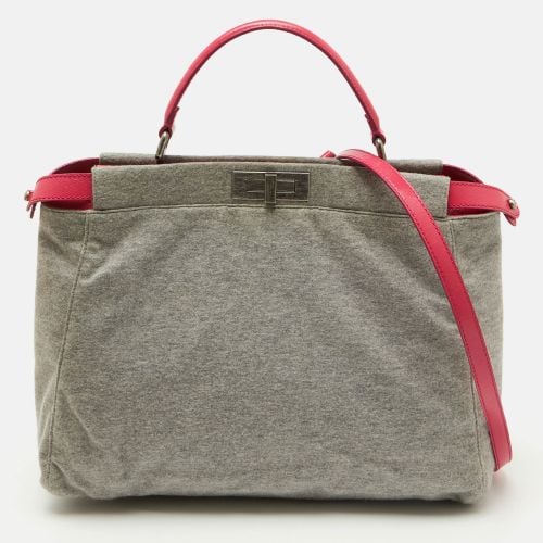 Fendi Grey/Pink Jersey and Leather Large Limited Edition Peekaboo Top Handle Bag - Fendi - Modalova