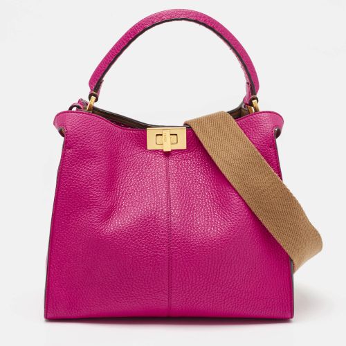 Fendi Pink/Brown Leather Medium Peekaboo X-Lite Top Handle Bag - Fendi - Modalova