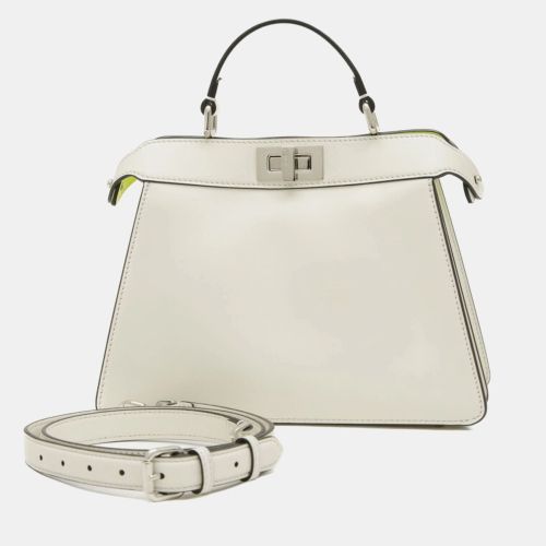 Fendi Light Green, White Leather Peekaboo I See You Small Shoulder Bag - Fendi - Modalova